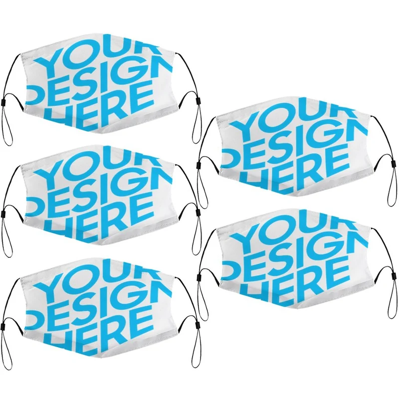 Masque anti-poussière adulte avec filtres (5 images différentes) personnalisé avec photo logo texte motif