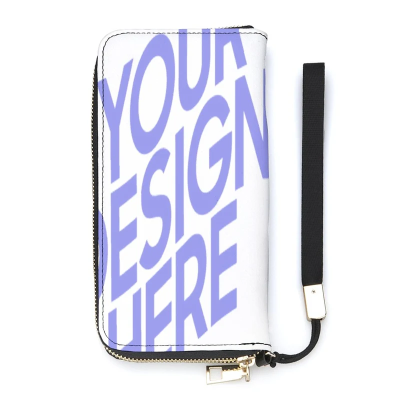 Portefeuille long / porte monnaie en PU pour femme homme personnalisé avec photo logo texte motif (version verticale)