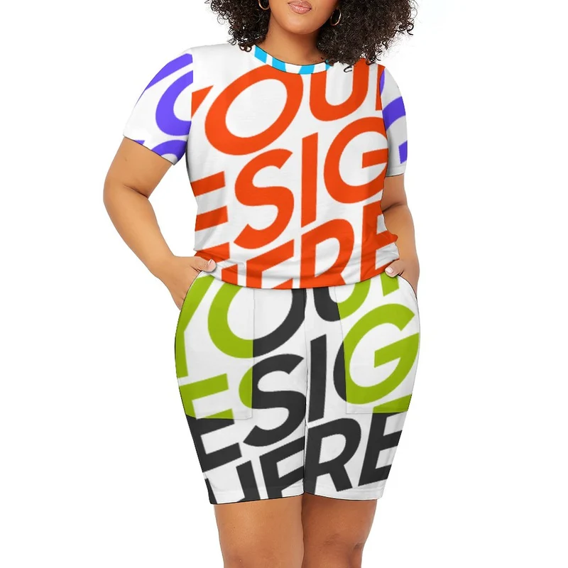 Impression des multi-images Grande taille Ensemble ensemble short t shirt femme NTZ personnalisé avec photo logo texte motif