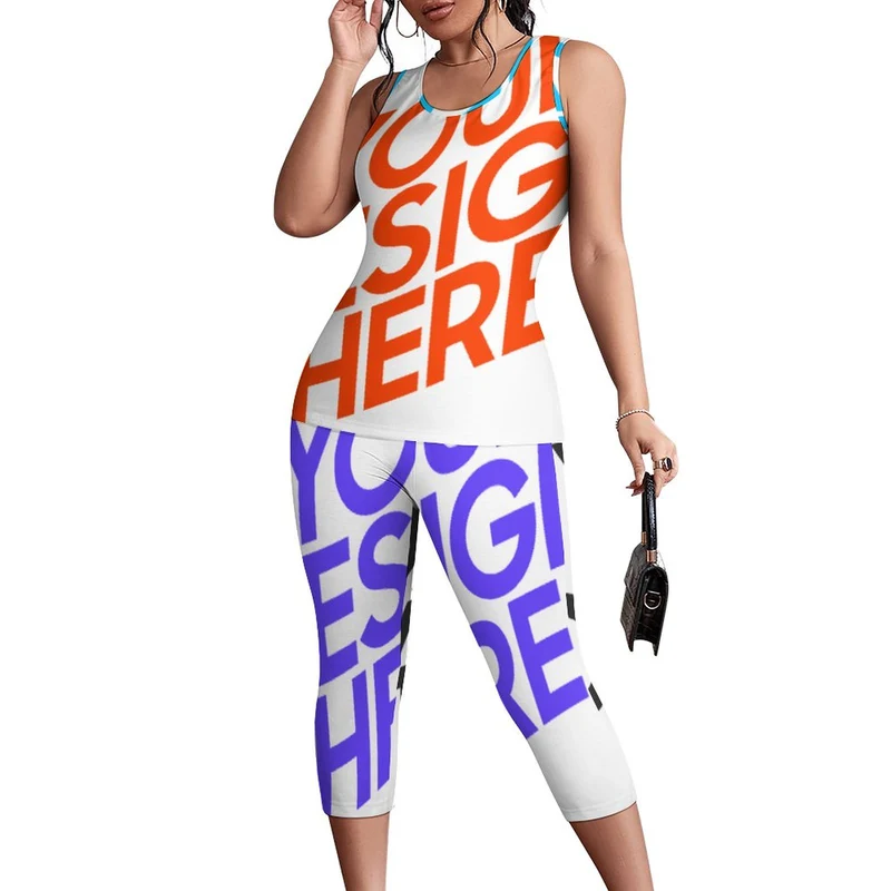 Impression des multi-images Débardeur Short Costume / Ensemble moulant deux pièces pour femme PTZ Personnalisé avec image et photo