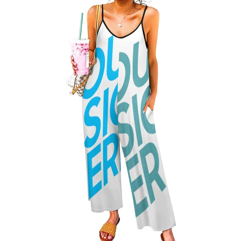 Jumpsuit combinaison salopette femme LTY007 personnalisée avec photo image logo texte motif (impression des multi-images)