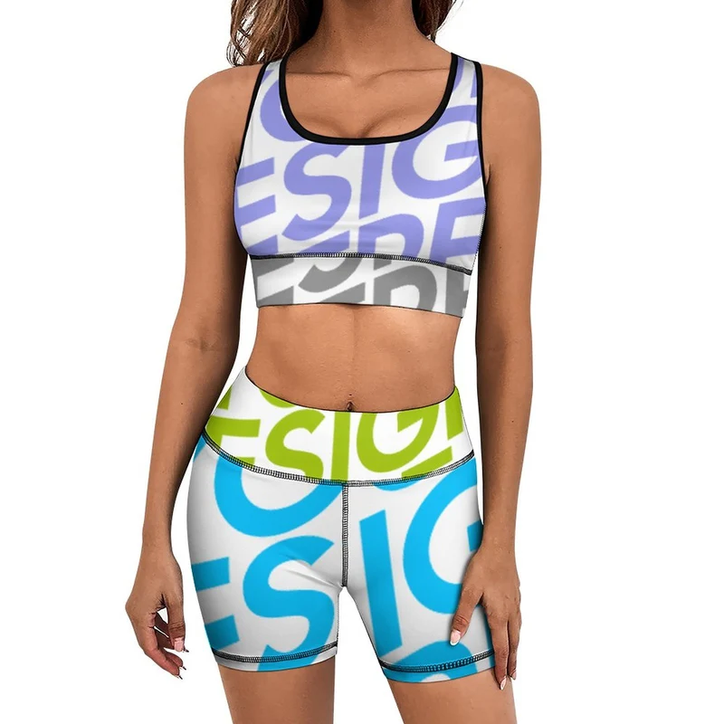 Ensemble top et short / Tenues de yoga sans manches pour femme ABTZ personnalisé avec photo logo texte motif