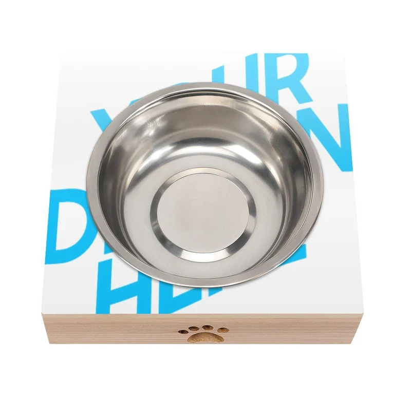 Bol de nourriture en Bambou en Acier Inoxydable pour Animaux domestiques Pet bol CW1506000 impression personnalisé avec logo photo motif texte