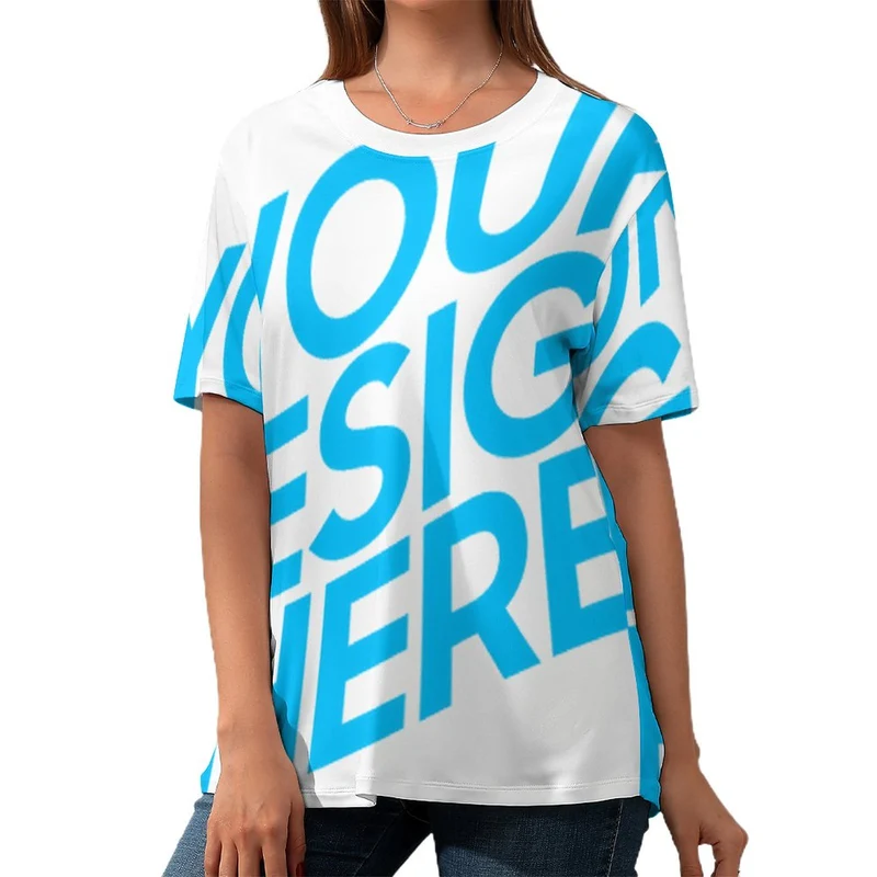 T-shirt en coton à imprimé code européen pour femmes ZP057 Personnalisé avec photo et texte (Image unique)