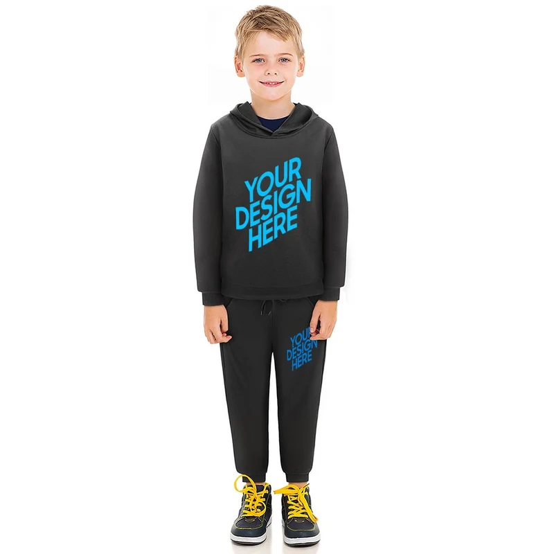 Sweat à capuche ensemble ado garçon fille (estampé à chaud) personnalisé avec photo texte et logo