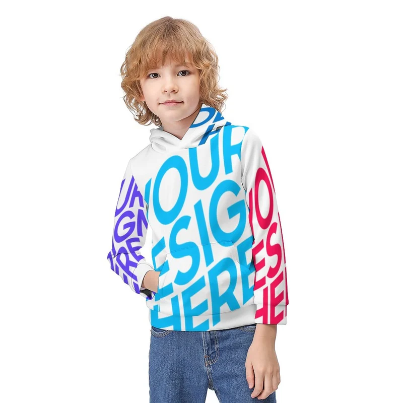 Sweat à capuche / pull à capuche pour enfants personnalisé avec photo image text (Conception multi-images)