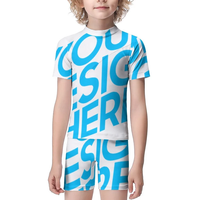 Maillot de bain 2 pièces/Combinaison de surf enfant 6 ans 10 ans ET009 impression personnalisé avec motif logo image texte