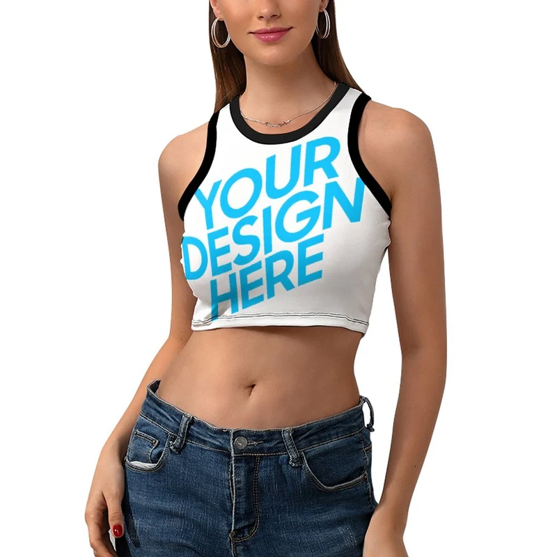 Débardeur court dos nageur crop top en col rond femme NZ107 personnalisé avec photo logo motif texte