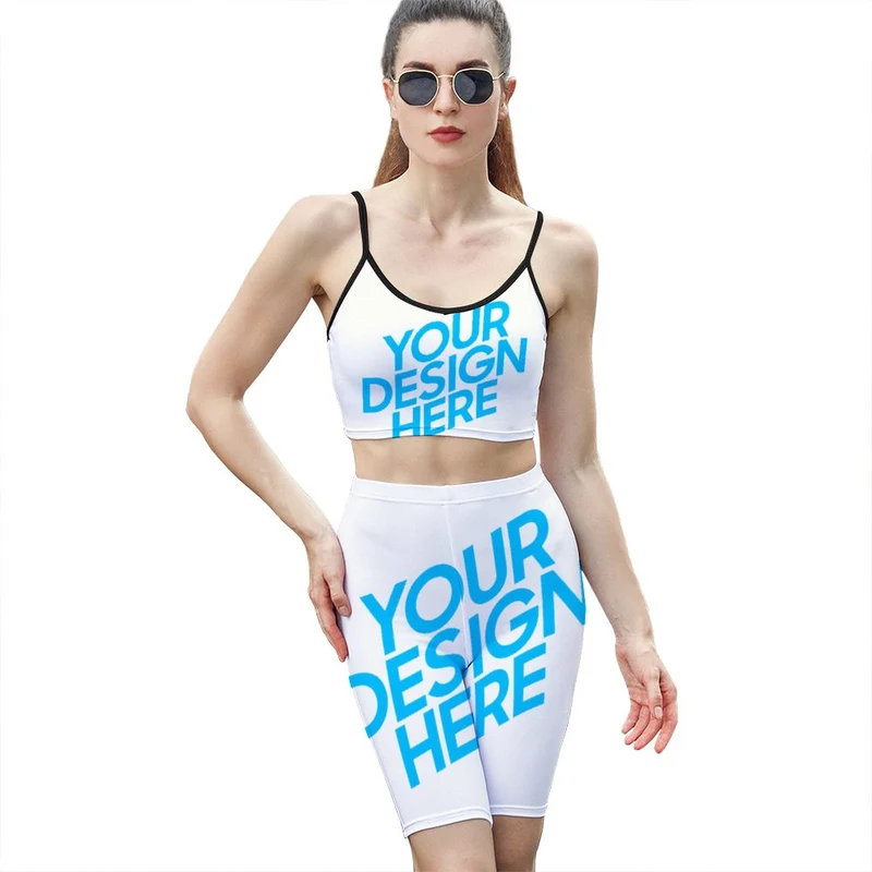 Débardeur camisole soutien-gorge et short femme Y07 personnalisé avec photo logo texte motif