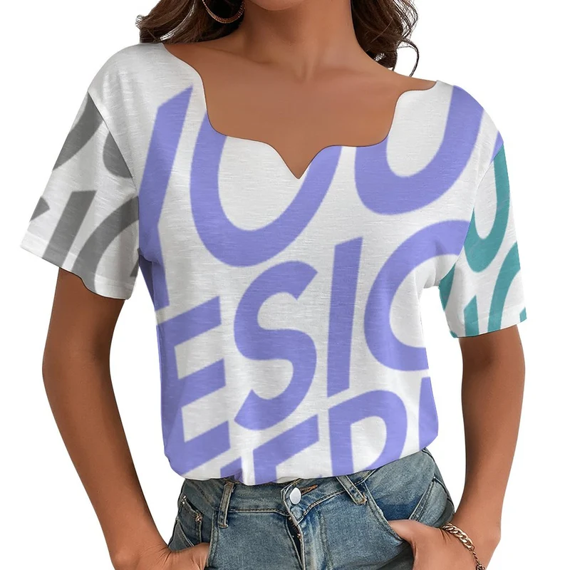 Impression multi-images T-shirt BBT manches courtes irreguliers personnalisé avec photo logo texte motif