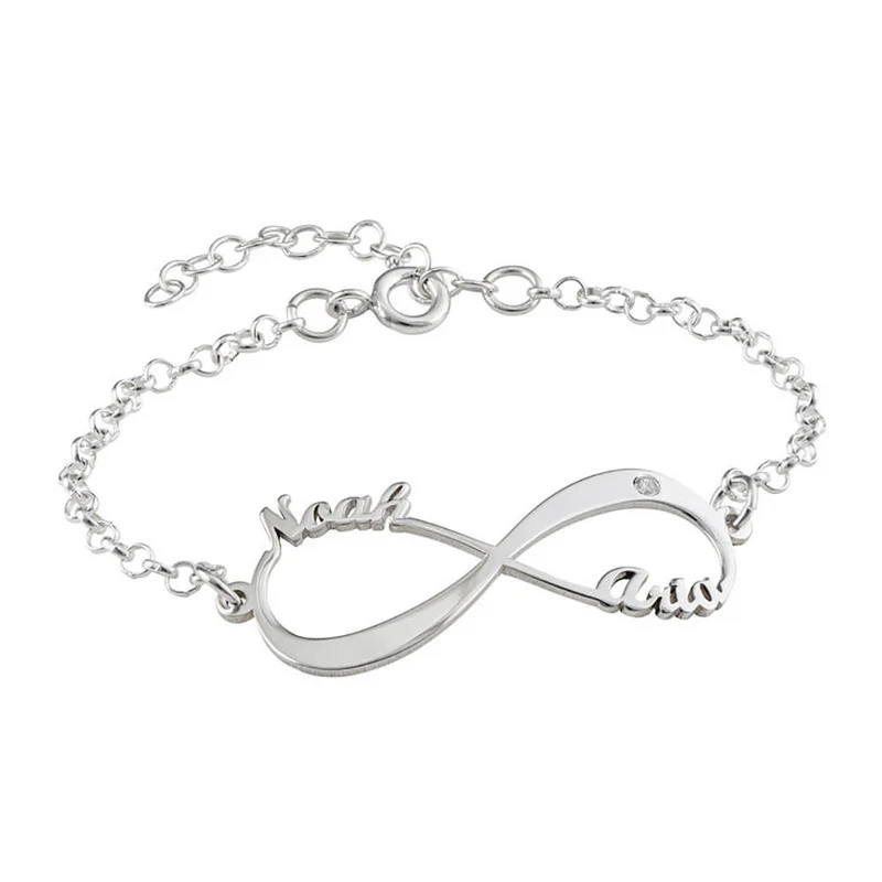 Bracelet en argent ou or rose femme tendance stylé S0004 gravure personnalisé avec texte prénom