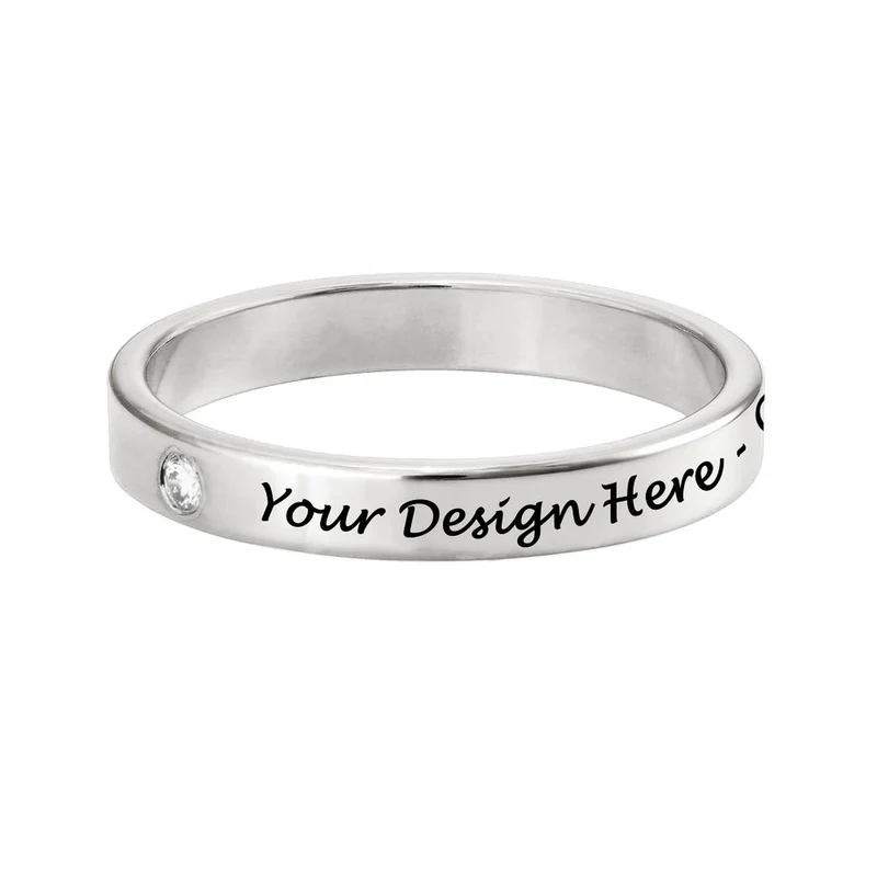 Bague / anneau diamant élégant J0002 personnalisée gravé avec prénom texte