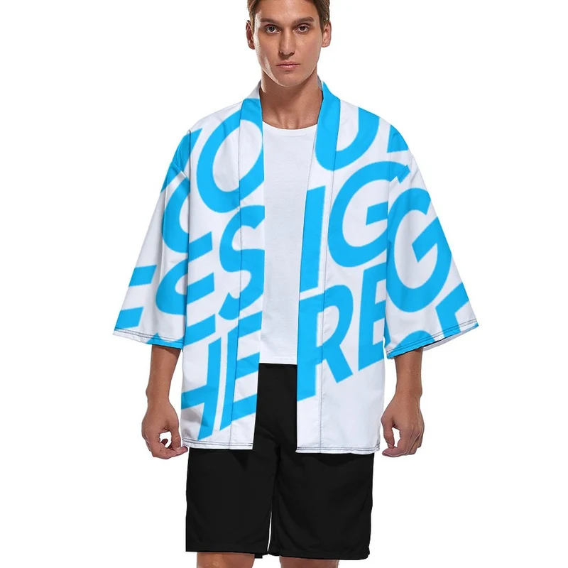 Veste style kimono ample moderne homme ZS904 personnalisée avec photo texte motif