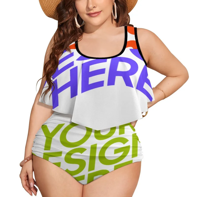 Bikini tankini 2 pièces grande taille avec dentelle élastique femme FT5095 personnalisé avec photo logo motif texte (conception multi-images)