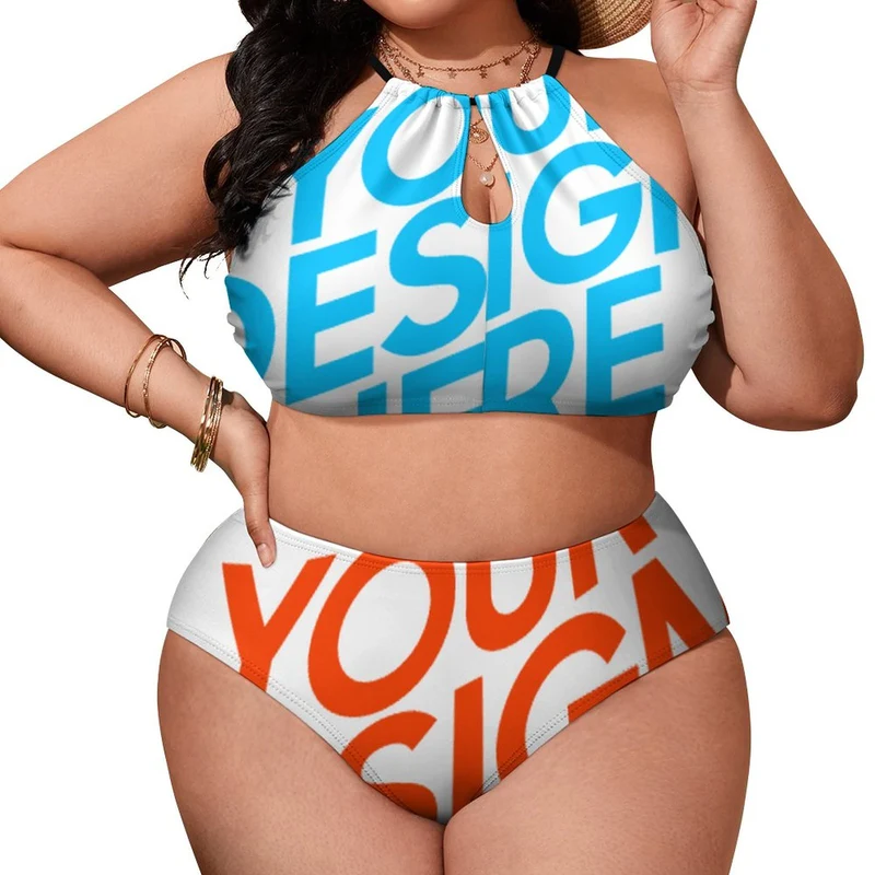 Bikini halter neck deux pièces grande taille femme sexy BK2040 personnalisé avec photo motif logo texte