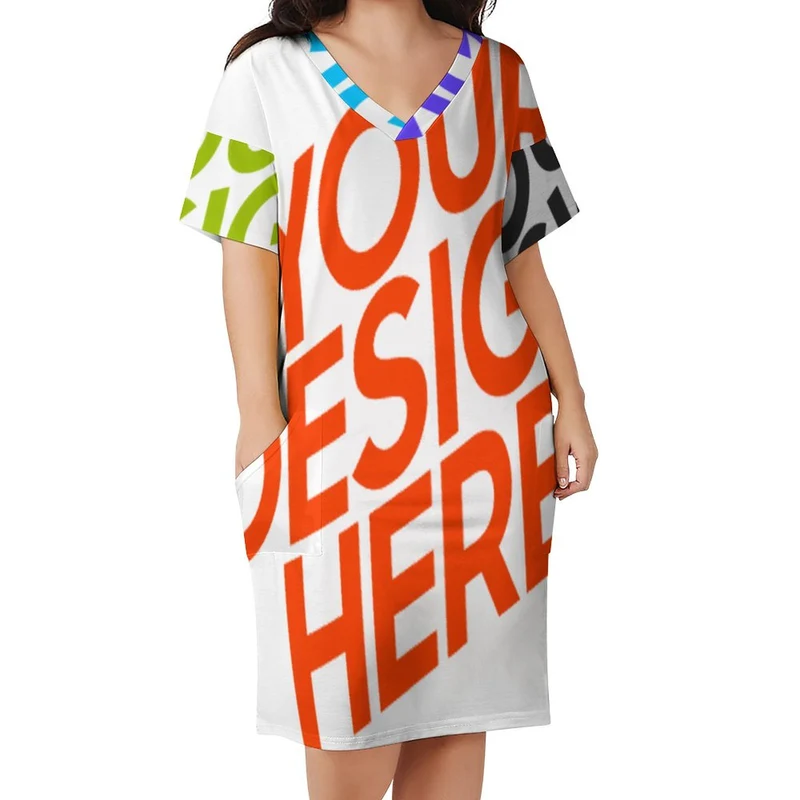 Robe longue fluide ample chic femme LQ personnalisée avec motif logo photo texte (impression des multi-images)