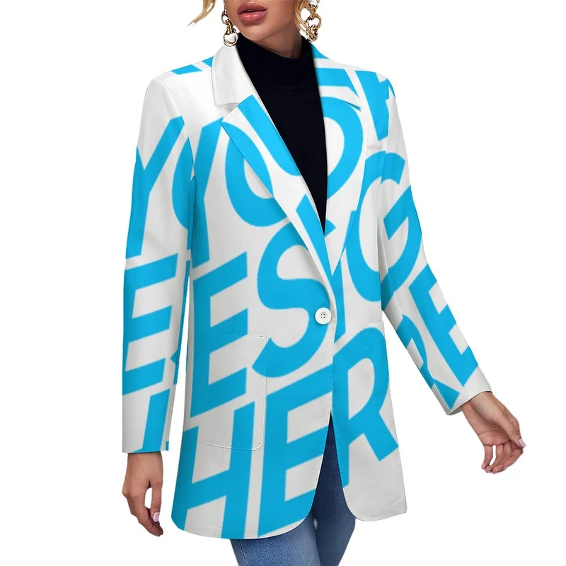 Costume décontracté tailleur chic confortable femme personnalisée avec photo logo texte motif (conception une image)