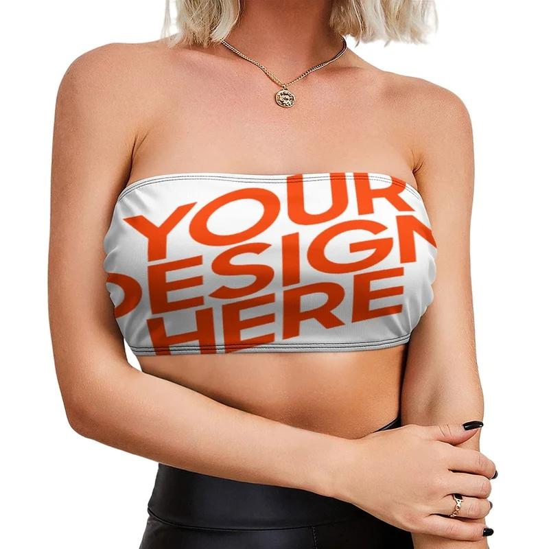 Bustier soutien-gorge sans bretelle chic femme NZ065 personnalisé avec motif photo logo texte (impression des multi-images)