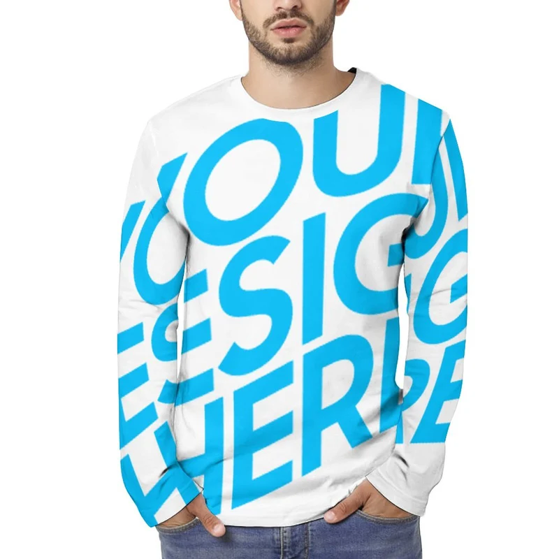 T-shirt à manches longues Homme EL Cool personnalisé avec photo logo texte motif (impression d'image unique)