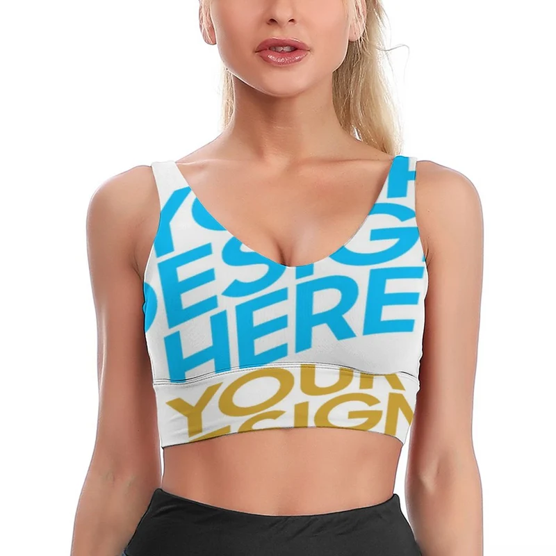 Soutien-gorge de sport d'entraînement YJ032 femme personnalisé avec photo logo motif texte (impression des multi-images)