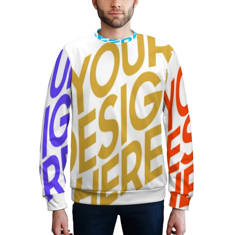 Sweat shirt Pull-over sans poche homme personnalisé avec photo logo texte motif (impression des multi-images)