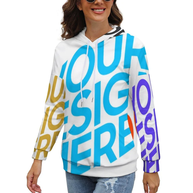 NH Sweat à capuche à manches épaules tombantes femme personnalisé avec photo et image (Conception multi-images)