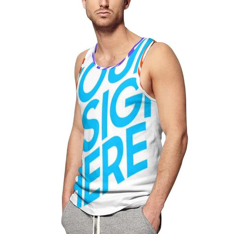 Gilet d’été tank top chemise muscle débardeur sport fitness homme BK populaire personnalisé avec photo motif logo texte (conception multi-images)