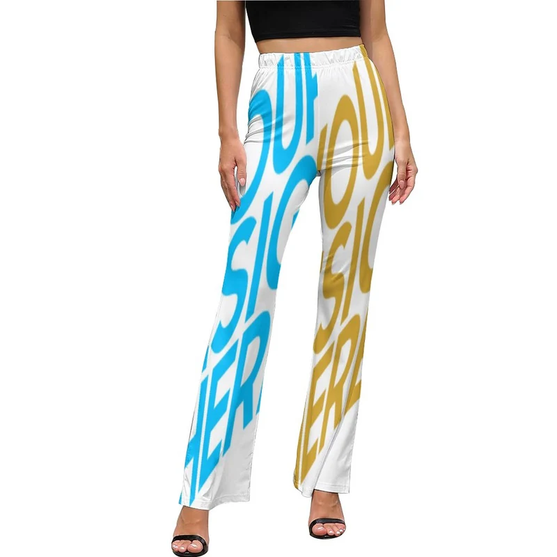 Pantalon bas évasé femme LP personnalisé avec photo motif texte logo (Impression des multi-images)