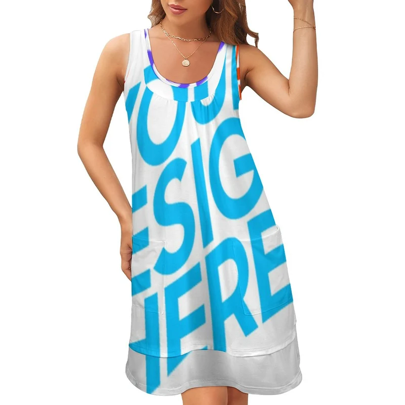 Robe de plage robe patineuse tendance QQ femme personnalisé avec photo et texte (Conception multi-images)
