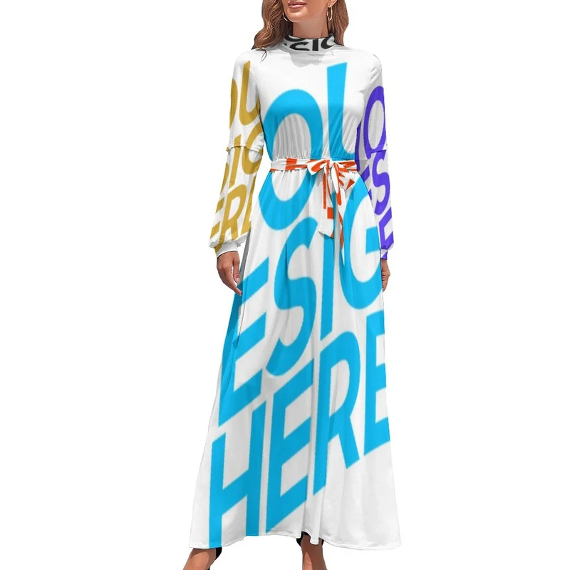 Robe longue imprimée motif fantaisie tendance femme XQ personnalisée avec photo logo texte (Impression des multi-images)