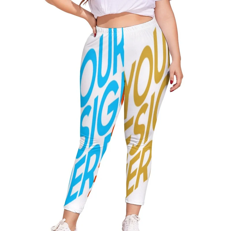 Legging stretch grande taille tendance femme personnalisé avec photo motif texte logo (impression des multi-images)