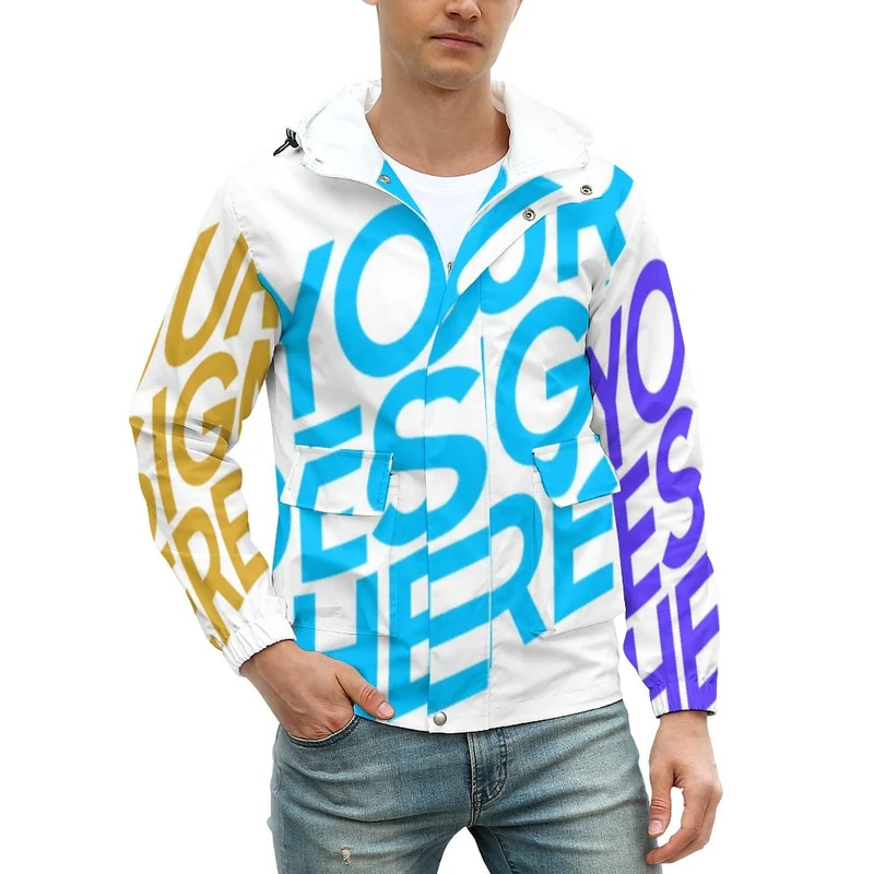 Impression des multi-images veste courte avec deux poches homme grande taile A537 personnalisé avec photo logo motif texte