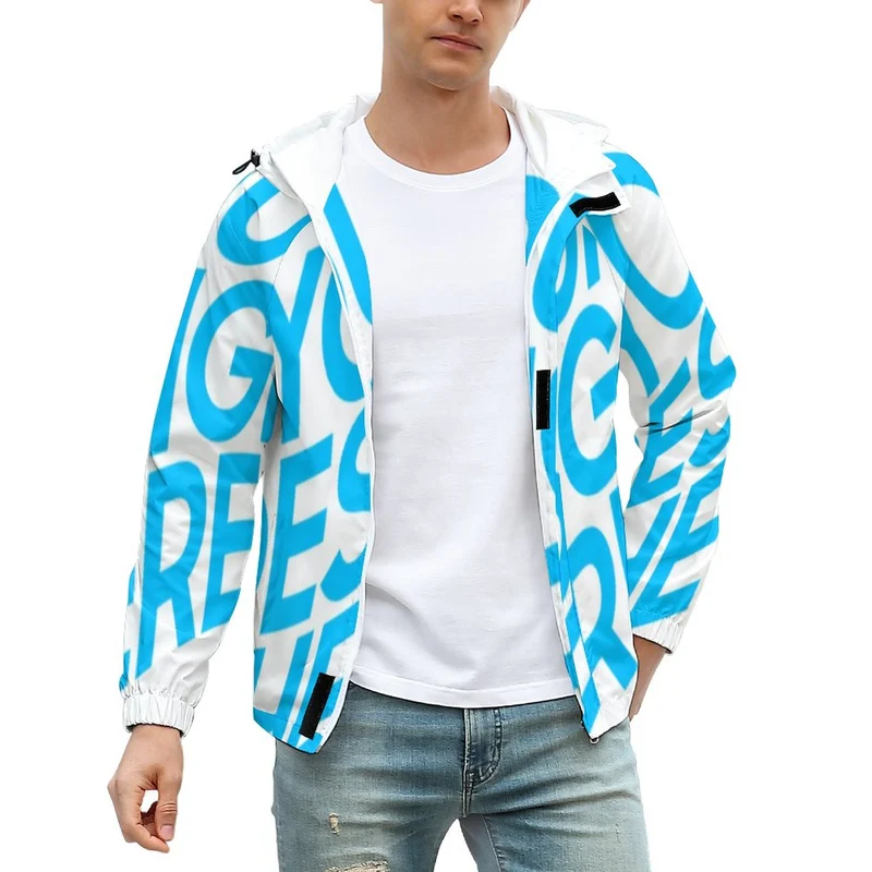 Impression d’image unique Sweat à capuche/veste grande taille homme A541 personnalisé avec texte photo logo motif