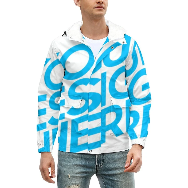 Impression d’image unique veste courte avec deux poches confortable grande taille homme A679 personnalisé avec photo logo motif texte