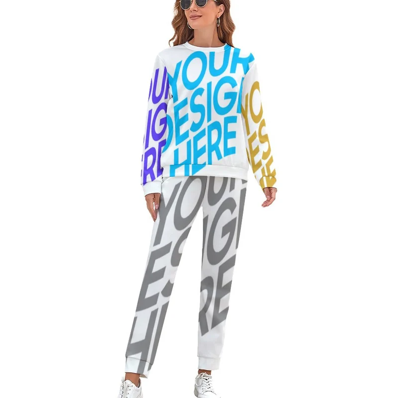 Pull / sweat ensemble classique pour femme CT20 Personnalisé avec photo et texte (Conception d'images multiples)