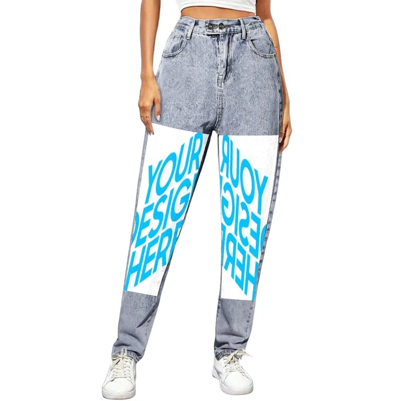 Impression d’image unqiue Jean sarouel taille haute 9037 personnalisé avec photo logo motif texte