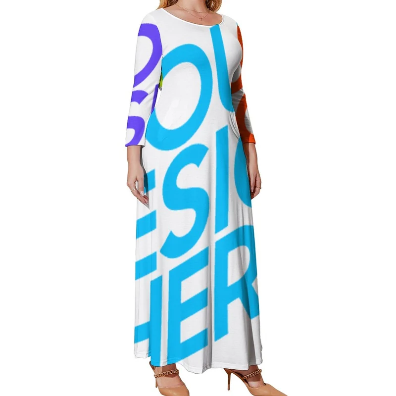 Robe ample à manches longues et col rond de grande taille A120 Personnalisé (Fat Model Conception multi-images)