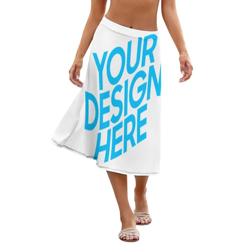 Jupe mi-longue avec dentelle ample femme NZ030 personnalisée avec photo logo motif texte