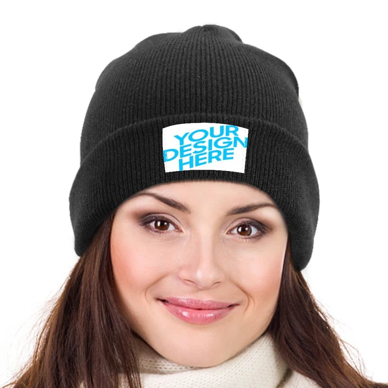 Bonnet en tricot doux gardant au chaud et confortable unisexe personnalisé avec photo logo motif texte