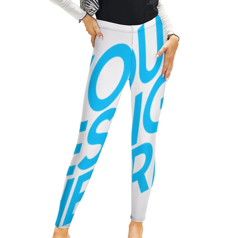 Legging pantalon chic sport femme NZ205 personnalisé avec photo motif texte logo (impression d'image unique)
