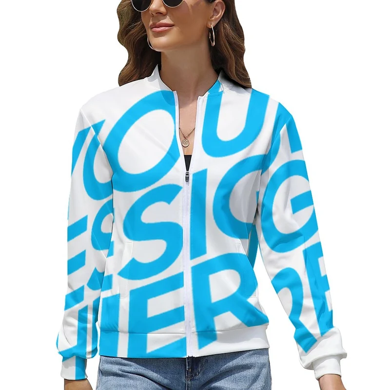 Veste zippée sweat zippé femme sans capuche original LLJK personnalisé avec photo motif logo texte (conception une image)