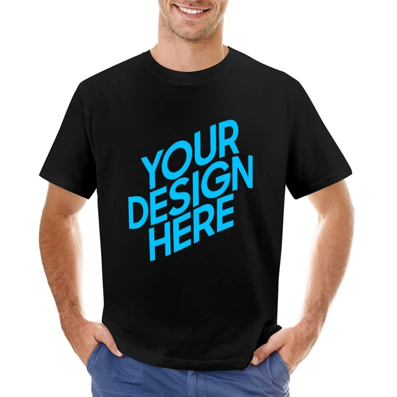 T-shirt tee shirt à manches courtes coton homme grande taille imprimé sur le devant personnalisé avec photo logo motif texte