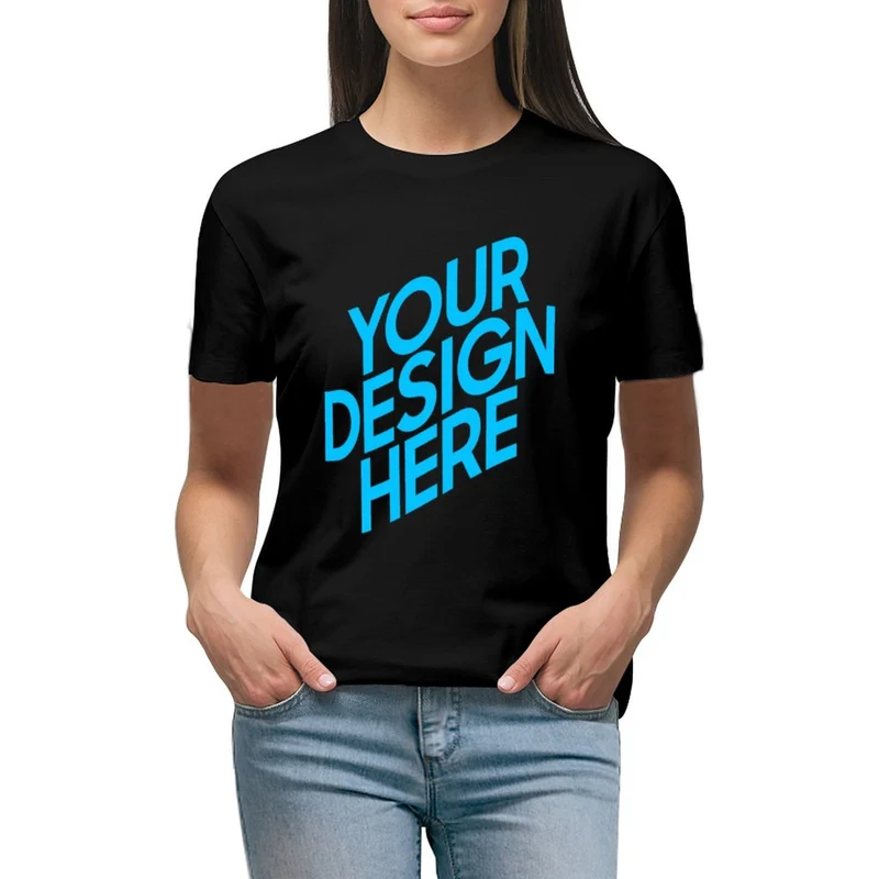 T-shirt tee shirt coton à manches courtes en col rond femme imprimé sur le devant personnalisé avec photo logo motif texte
