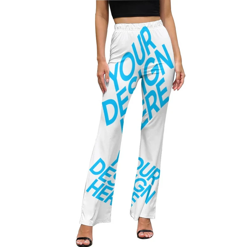 Pantalon fluide été évasé femme LP personnalisé avec photo motif logo texte (impression d'image unique)