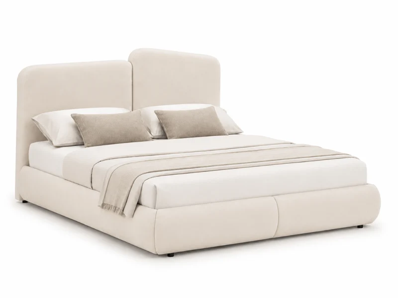 Lit coffre Romane – Tête de lit moderne asymétrique et grand rangement