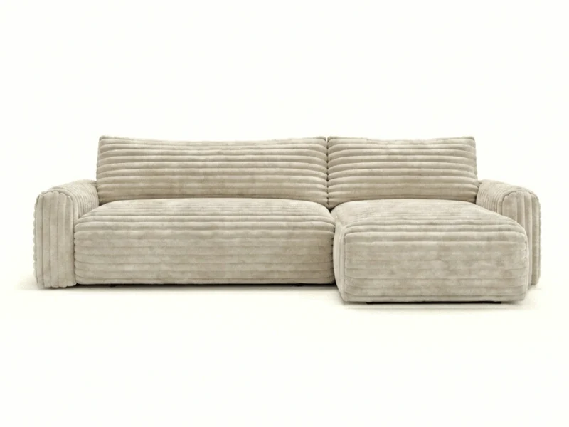 Canapé d’angle convertible Marbeuf avec coffre – Velours côtelé ou bouclette