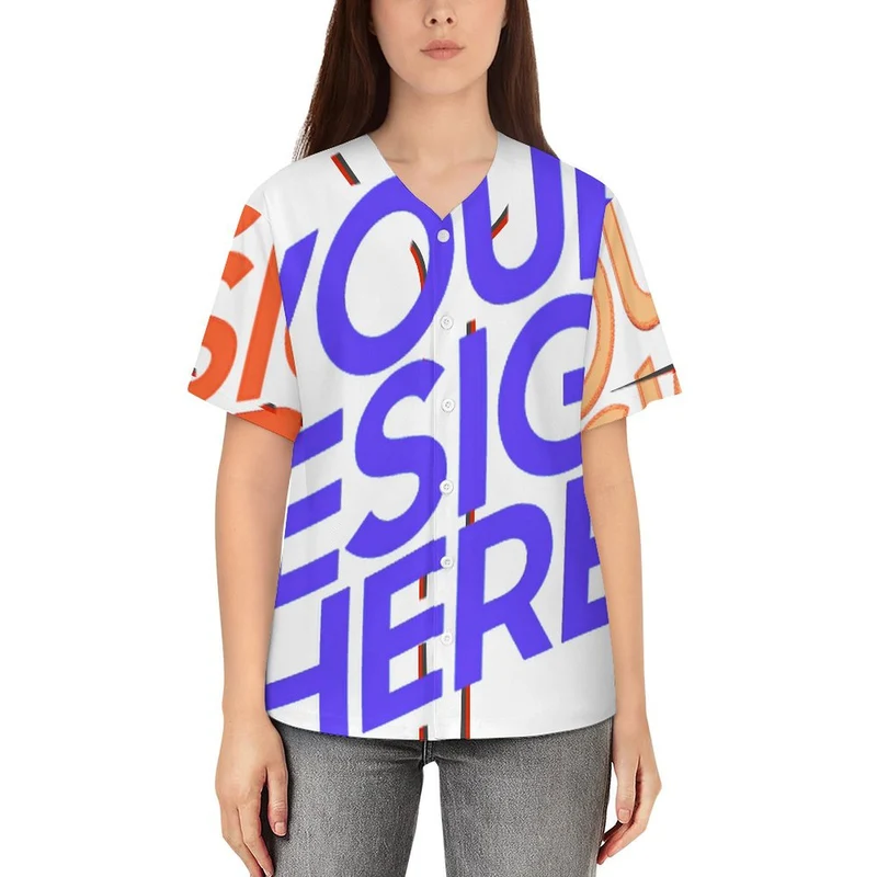 Maillot de baseball femme J80T personnalisé avec photo texte prénom
