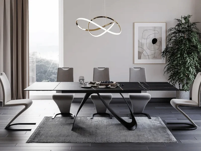 Table à manger extensible céramique marbre noir ALMA