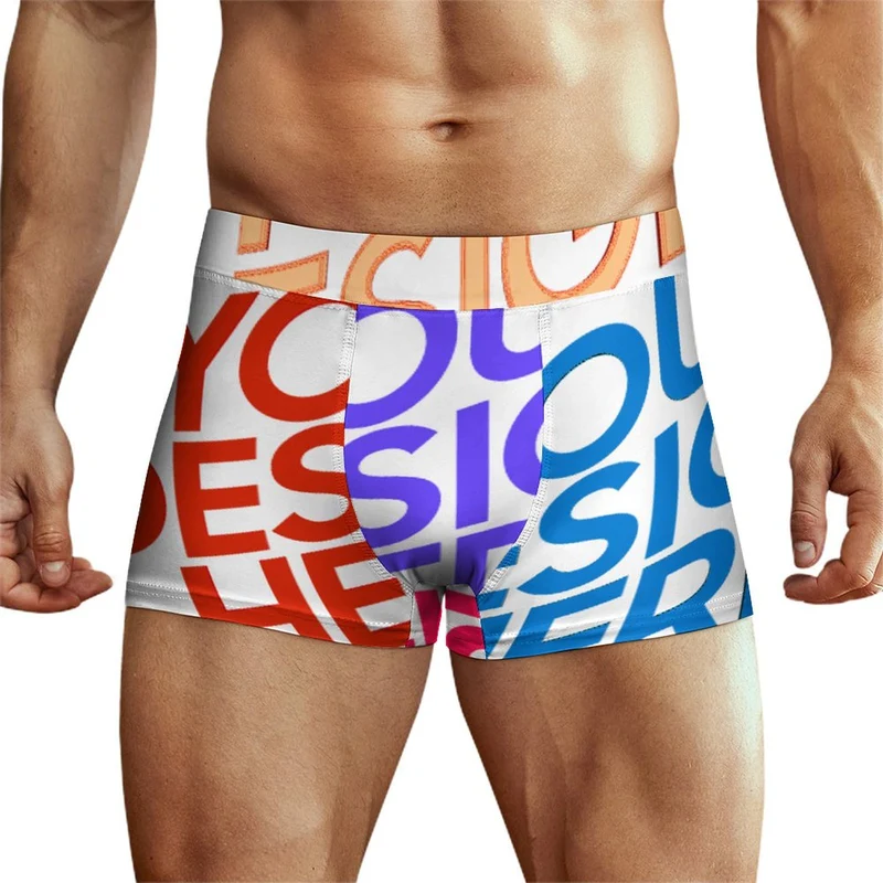 Boxer homme SDS025 imprimé en pur coton avec large ceinture élastique personnalisé avec photo texte prénom