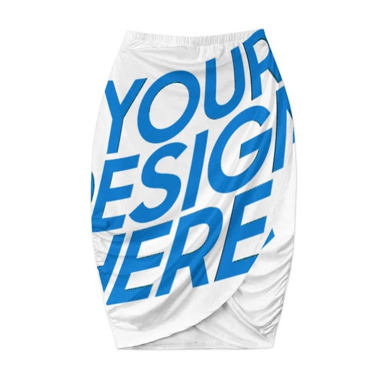 Jupe mi-longue sexy pour femmes NQ taille haute élastique portefeuille aux hanches personnalisé avec photo texte prénom (conception une image)